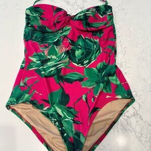 Miraclesuit Pink and Green Floral One Piece Swimsuit